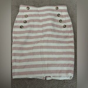 Ann Taylor LOFT Striped Sailor Pencil Pink Skirt‎ Size 4